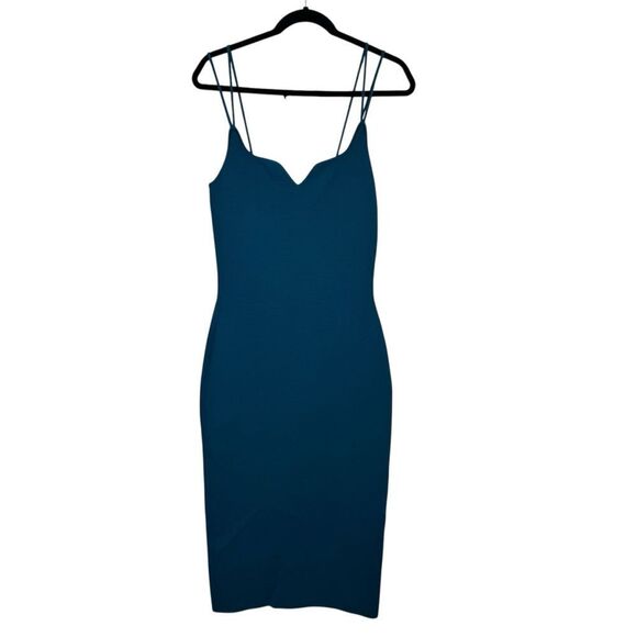 NEW The Sei Double Sweetheart Knit Midi Dress Turquoise Peacock Size Medium - Picture 7 of 14